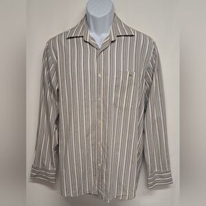 Lacoste 40 M Dress Shirt Button Down Long Sleeve Striped 100% Cotton